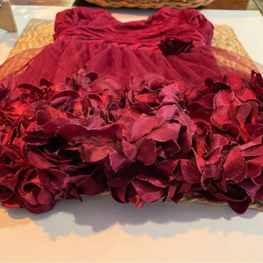 Adorable ruffled dress in deep burgundy